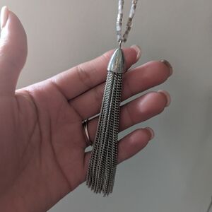Elegant Silver Tassel Necklace